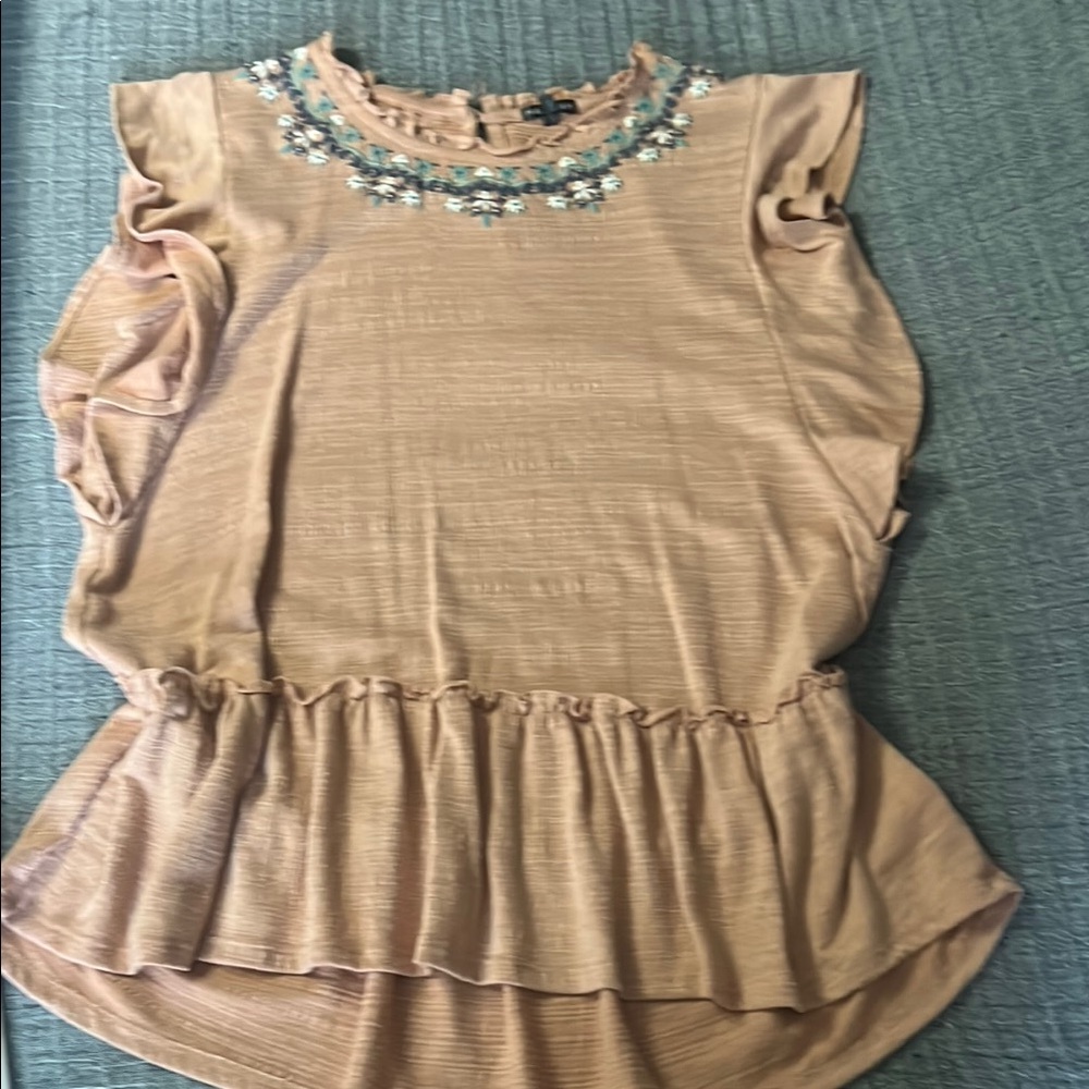 Hannah Pink Ruffled Cap Sleeve Peplum Blouse